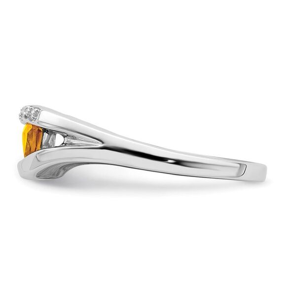 Kazi Luxury 14k White Gold Trillion Citrine and Diamond Ring